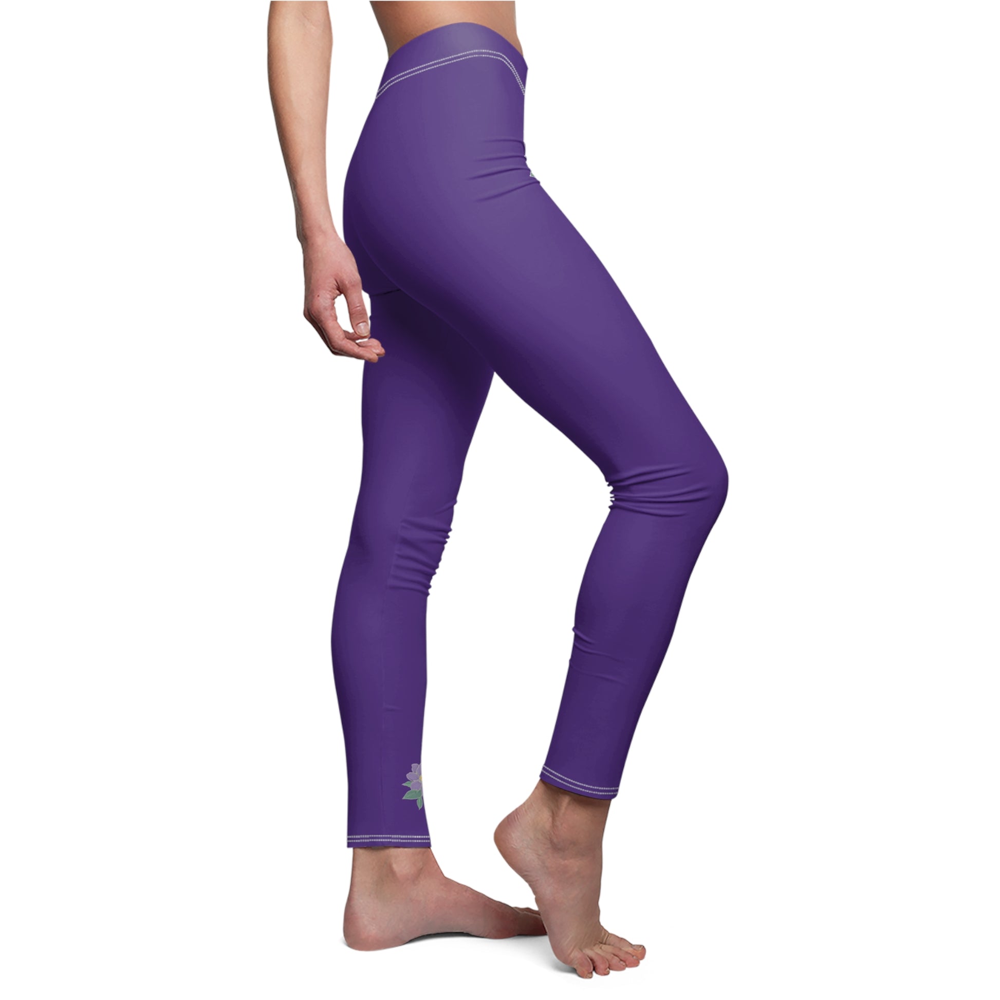 Stylish Floral Decal Casual Solid Leggings for Women - Versatile Cut & Sew Exercise, Skinny Fit, Sporty, Yoga Pants - Comfy Everyday Wear - Printspirationz