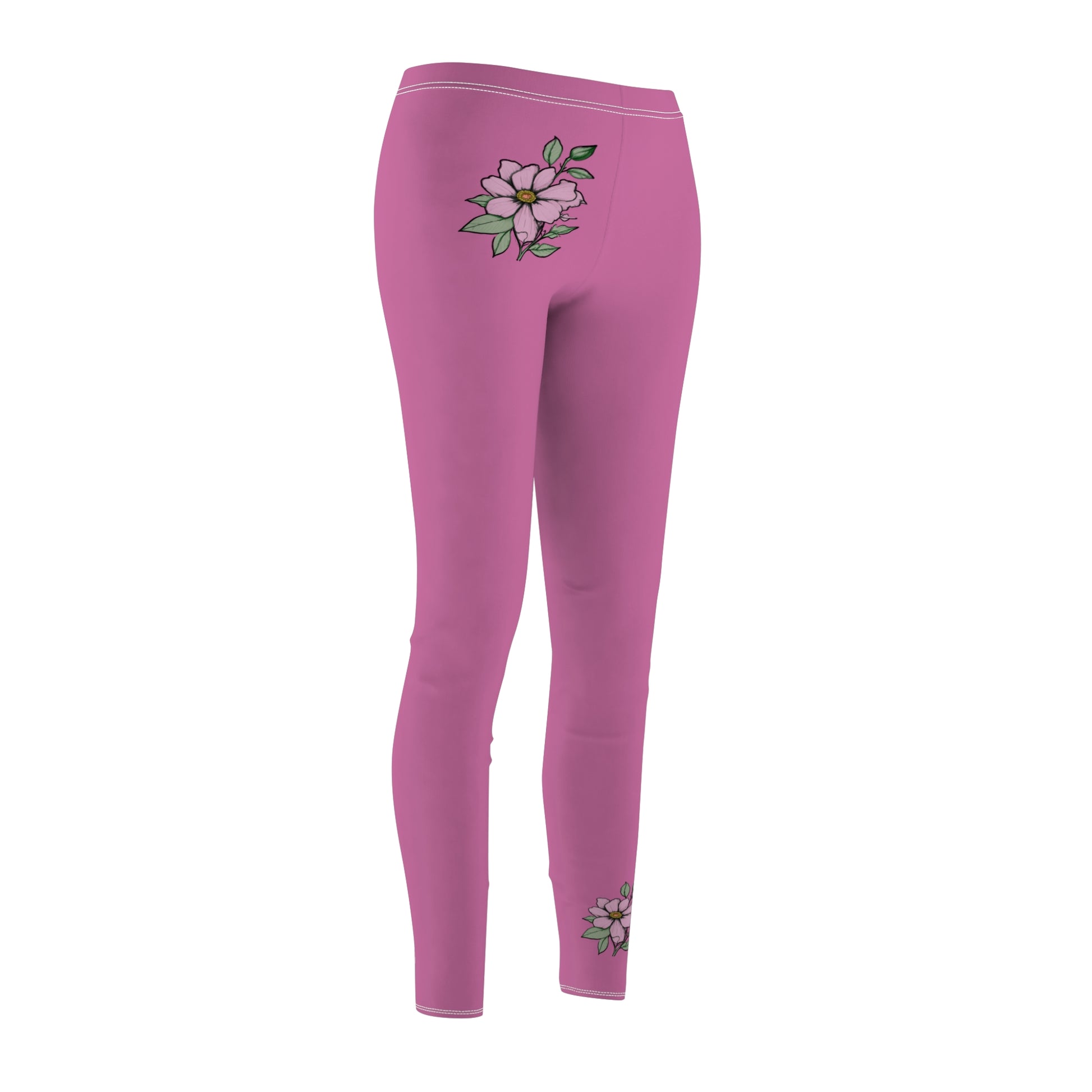 Stylish Floral Decal Casual Solid Leggings for Women - Versatile Cut & Sew Exercise, Skinny Fit, Sporty, Yoga Pants - Comfy Everyday Wear - Printspirationz