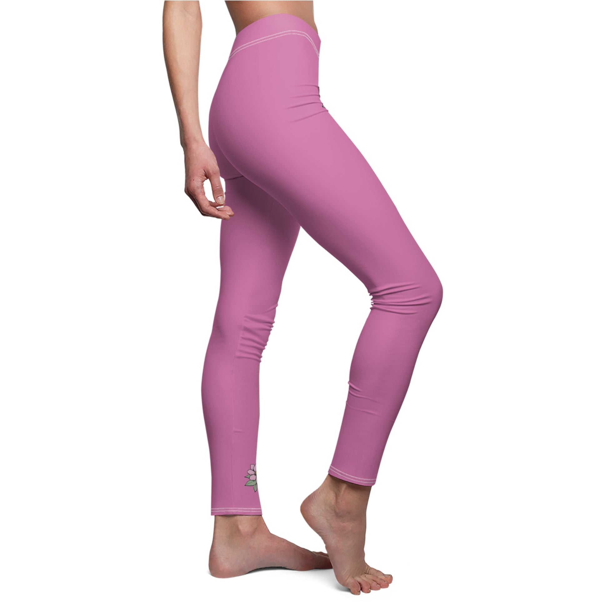 Stylish Floral Decal Casual Solid Leggings for Women - Versatile Cut & Sew Exercise, Skinny Fit, Sporty, Yoga Pants - Comfy Everyday Wear - Printspirationz