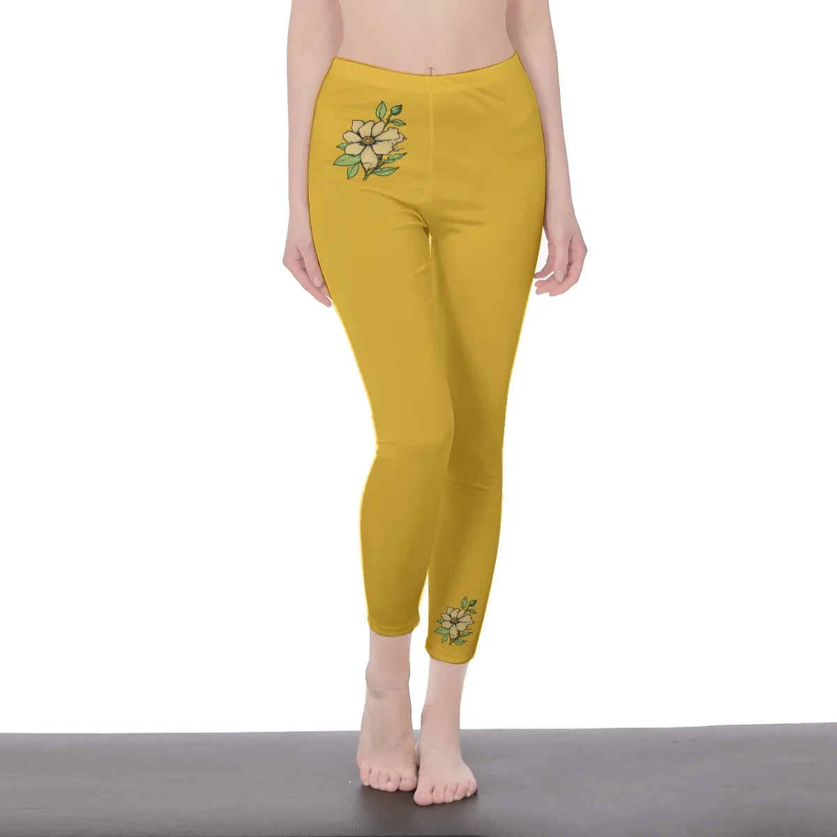 Stylish Floral Decal Casual Solid Leggings for Women - Versatile Cut & Sew Exercise, Skinny Fit, Sporty, Yoga Pants - Comfy Everyday Wear - Printspirationz