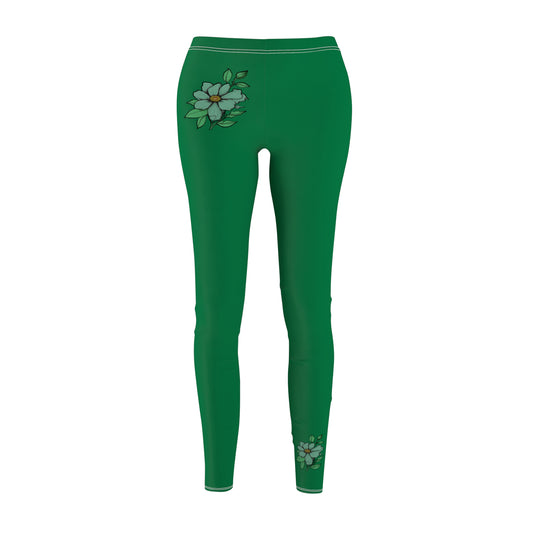 Stylish Floral Decal Solid Casual Leggings for Women - Versatile Cut & Sew Exercise, Skinny Fit, Sporty, Yoga Pants - Comfy Everyday Wear - Printspirationz