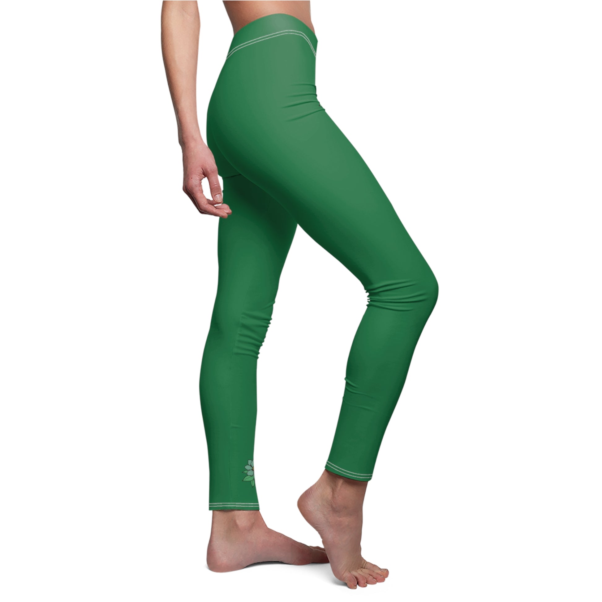 Stylish Floral Decal Solid Casual Leggings for Women - Versatile Cut & Sew Exercise, Skinny Fit, Sporty, Yoga Pants - Comfy Everyday Wear - Printspirationz