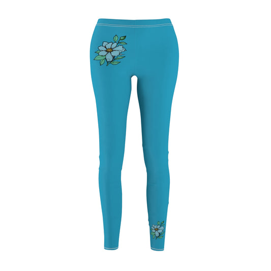 Stylish Floral Decal Solid Casual Leggings for Women - Versatile Cut & Sew Exercise, Skinny Fit, Sporty, Yoga Pants - Comfy Everyday Wear - Printspirationz