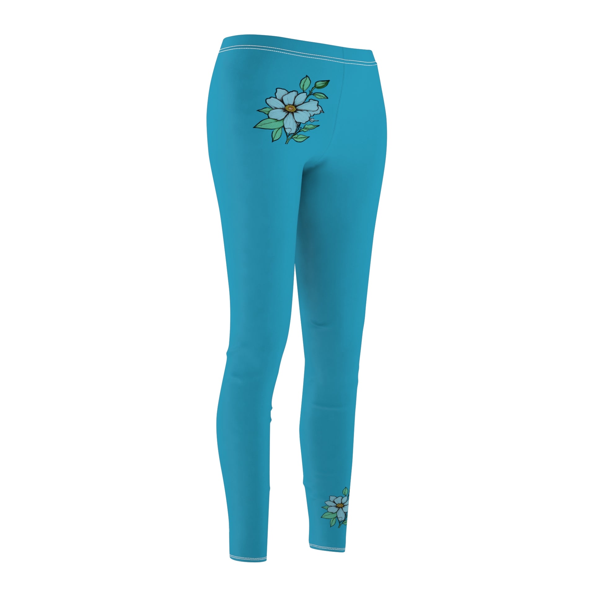 Stylish Floral Decal Solid Casual Leggings for Women - Versatile Cut & Sew Exercise, Skinny Fit, Sporty, Yoga Pants - Comfy Everyday Wear - Printspirationz