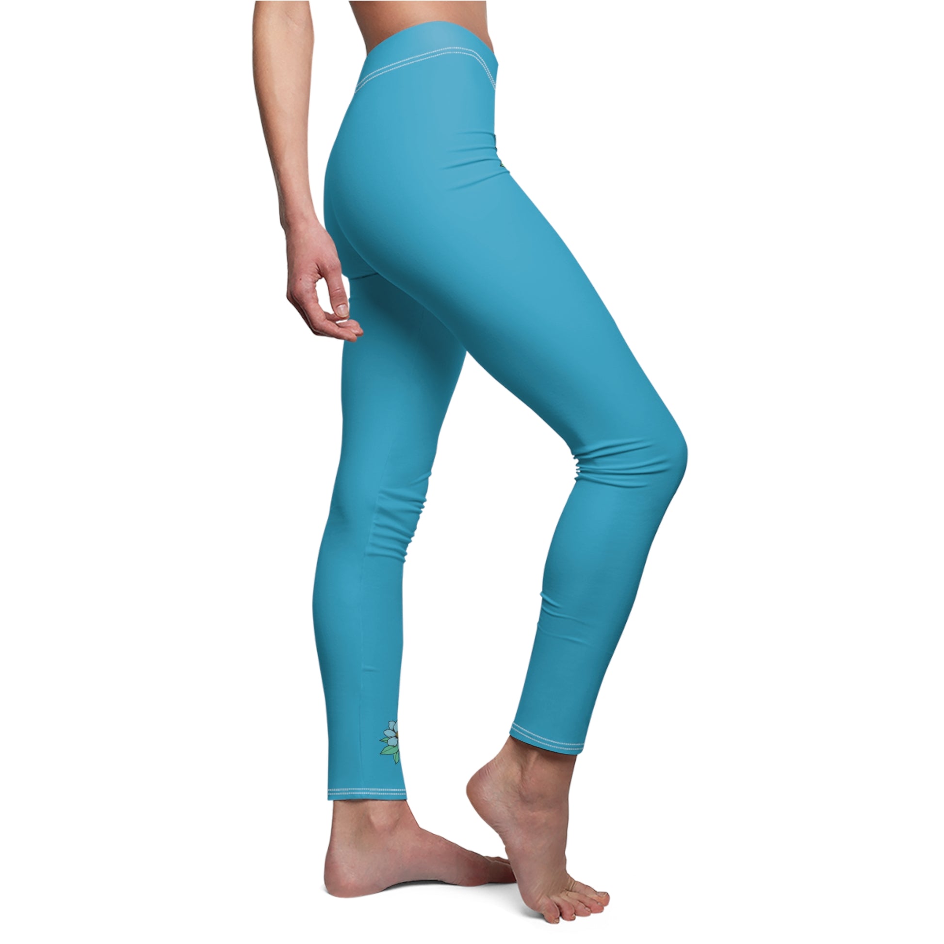 Stylish Floral Decal Solid Casual Leggings for Women - Versatile Cut & Sew Exercise, Skinny Fit, Sporty, Yoga Pants - Comfy Everyday Wear - Printspirationz