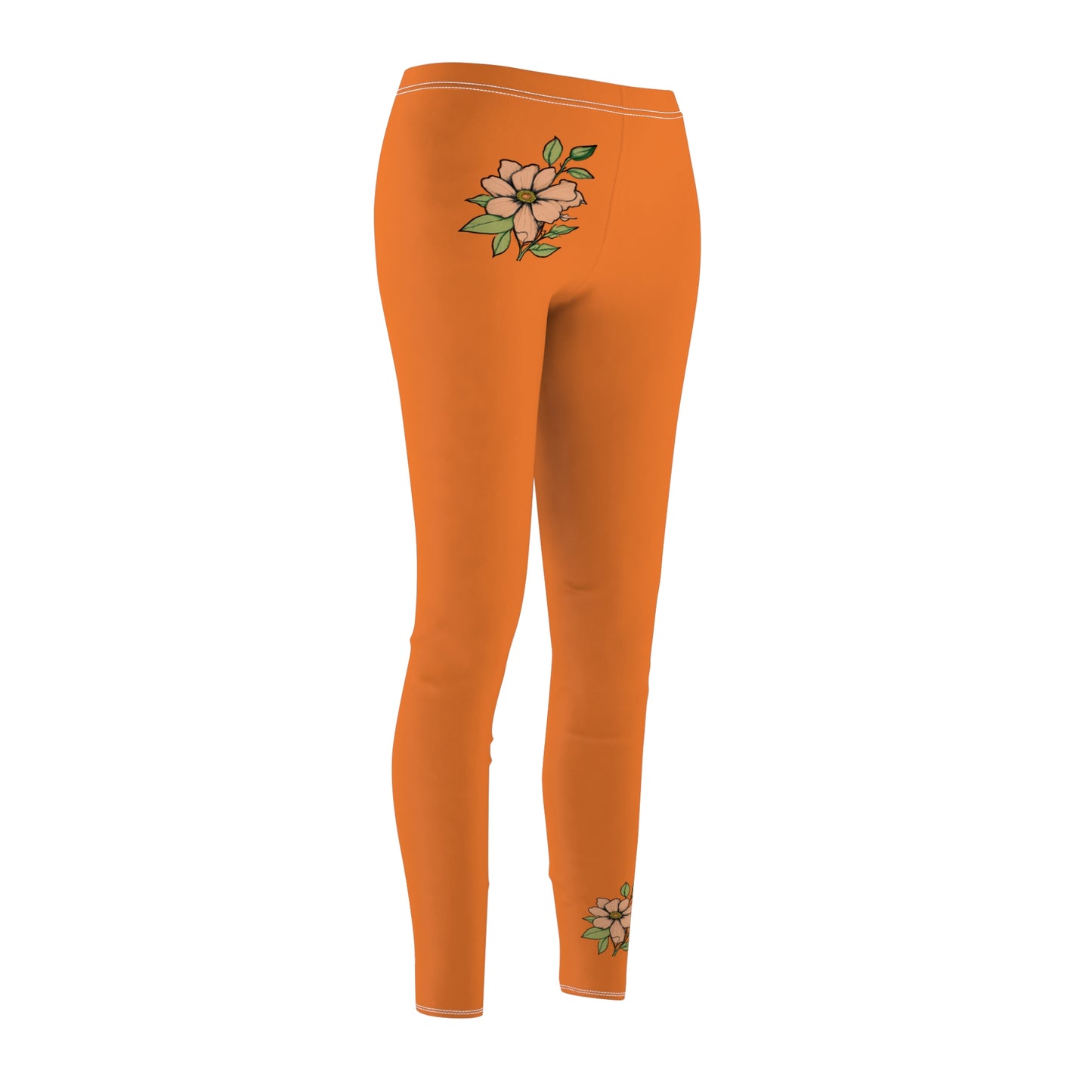 Stylish Floral Decal Solid Casual Leggings for Women - Versatile Cut & Sew Exercise, Skinny Fit, Sporty, Yoga Pants - Comfy Everyday Wear - Printspirationz