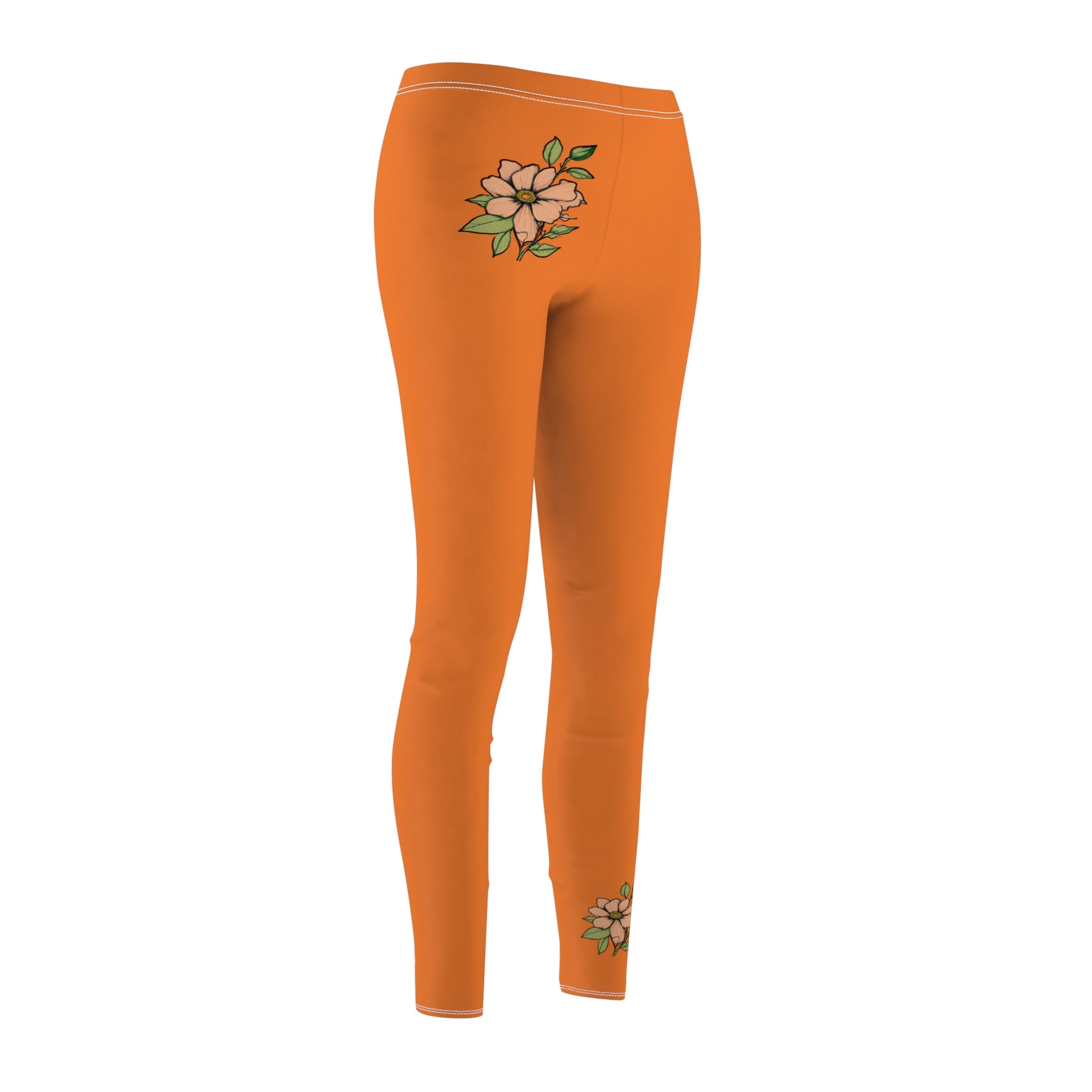 Stylish Floral Decal Solid Casual Leggings for Women - Versatile Cut & Sew Exercise, Skinny Fit, Sporty, Yoga Pants - Comfy Everyday Wear - Printspirationz