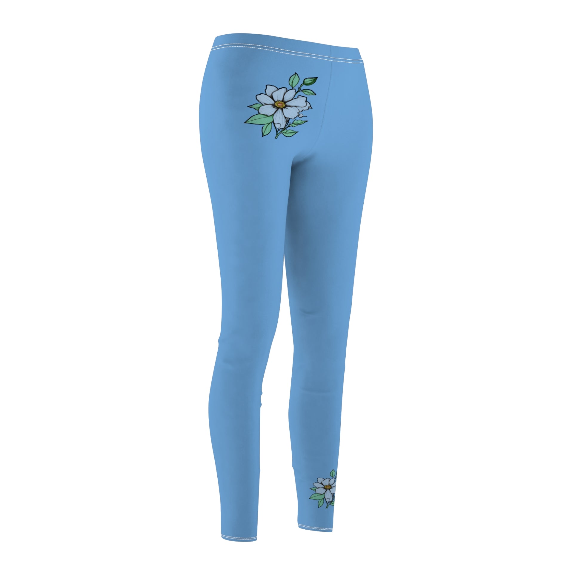 Stylish Floral Decal Solid Casual Leggings for Women - Versatile Cut & Sew Exercise, Skinny Fit, Sporty, Yoga Pants - Comfy Everyday Wear - Printspirationz