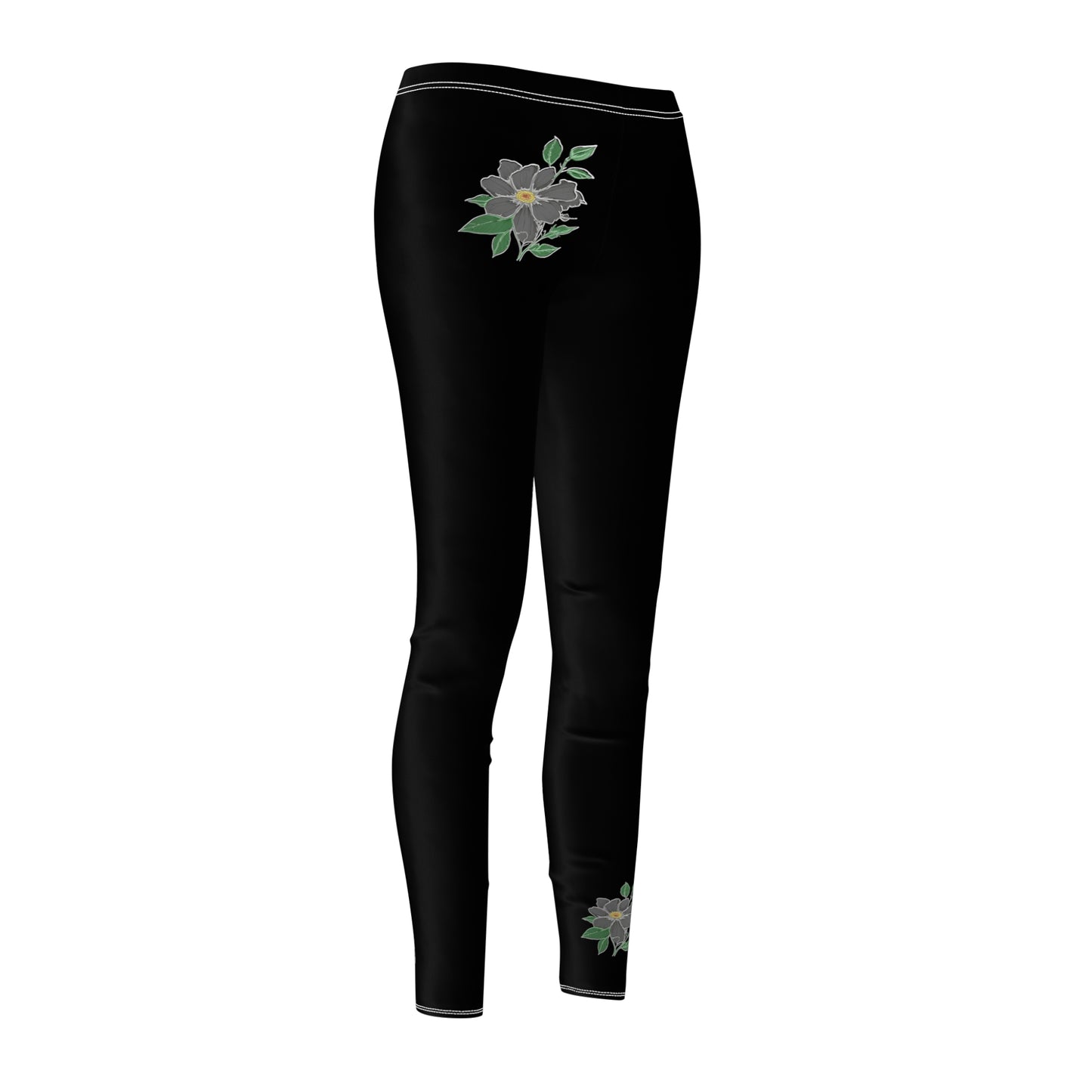 Stylish Floral Decal Solid Casual Leggings for Women - Versatile Cut & Sew Exercise, Skinny Fit, Sporty, Yoga Pants - Comfy Everyday Wear - Printspirationz
