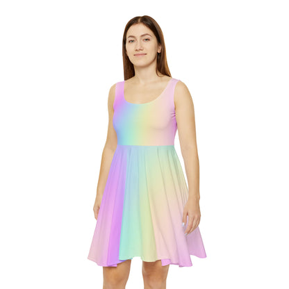 Women’s Pastel Rainbow Gradient Skater Dress – Light, Flowy & Perfect for Summer - Printspirationz