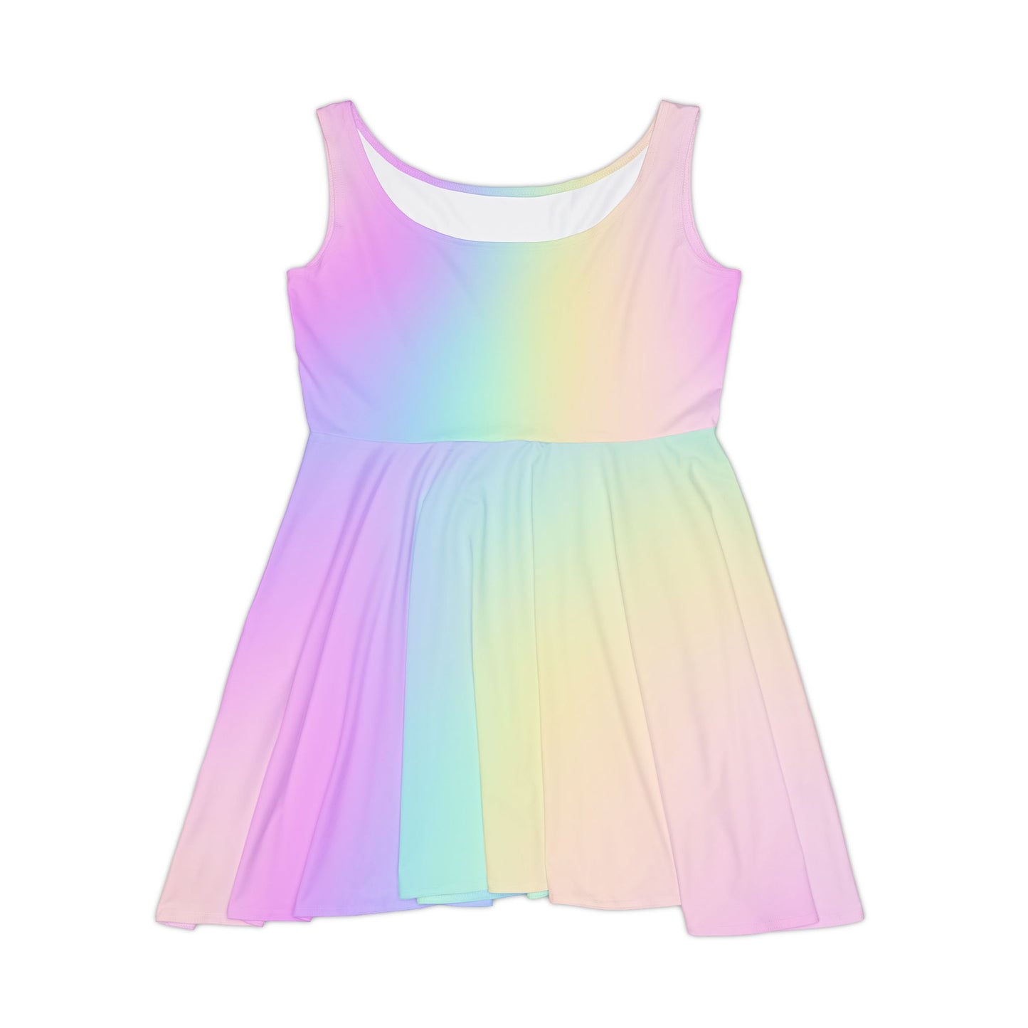 Women’s Pastel Rainbow Gradient Skater Dress – Light, Flowy & Perfect for Summer - Printspirationz