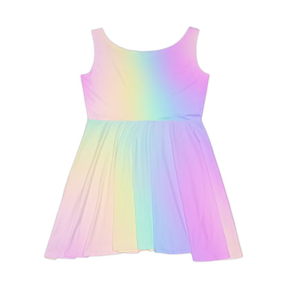 Women’s Pastel Rainbow Gradient Skater Dress – Light, Flowy & Perfect for Summer - Printspirationz