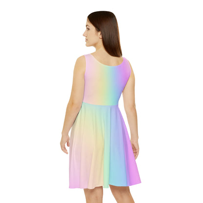 Women’s Pastel Rainbow Gradient Skater Dress – Light, Flowy & Perfect for Summer - Printspirationz