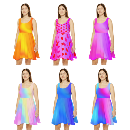 Women’s Pastel Rainbow Gradient Skater Dress – Light, Flowy & Perfect for Summer - Printspirationz