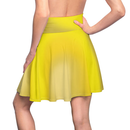 Yellow Gradient Colored Skater Skirt - Versatile High Waist Ombre - Perfect for Mixing and Matching Colors (AOP) - Printspirationz