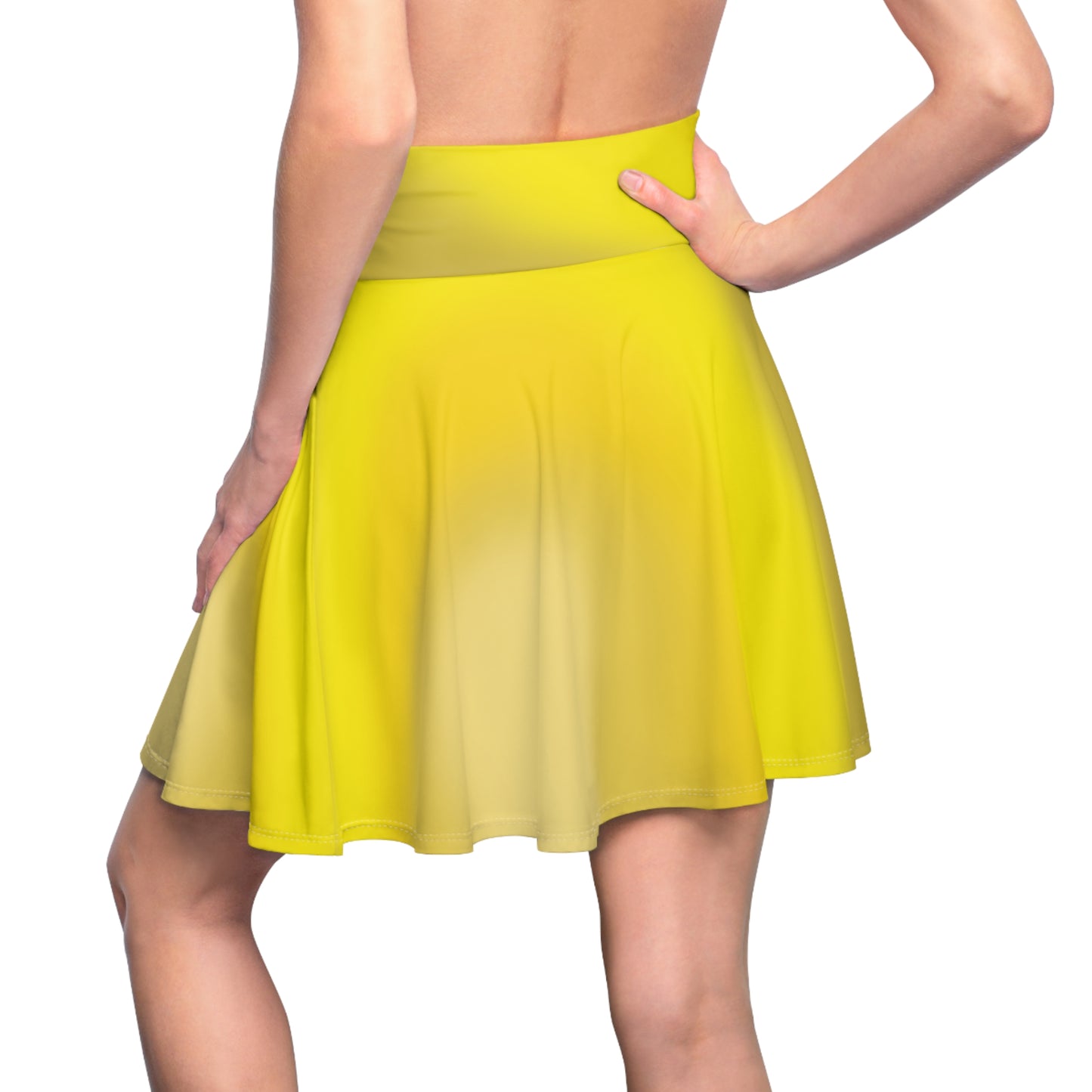 Yellow Gradient Colored Skater Skirt - Versatile High Waist Ombre - Perfect for Mixing and Matching Colors (AOP) - Printspirationz