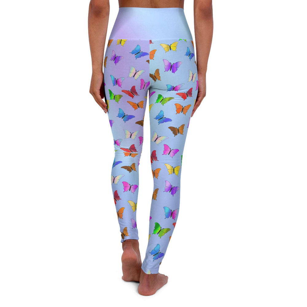 Yoga Leggings, Butterfly Print Leggings, Workout Pants, Athleisure Wear, Pastel Blue Gradient, Yoga Gifts for Her