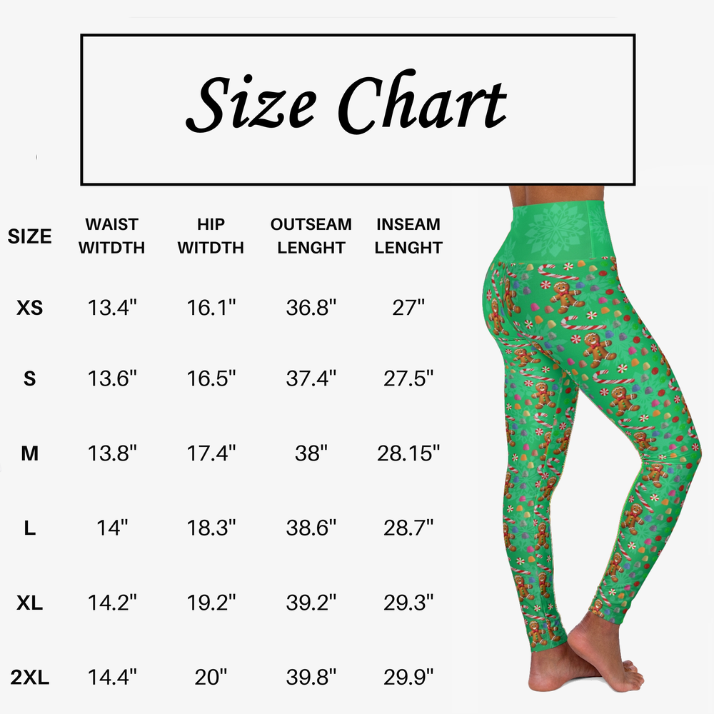 Yoga Leggings, Gingerbread Man Candy Design, Christmas Workout Apparel, Festive Holiday Activewear, Green Leggings, Fitness Leggings