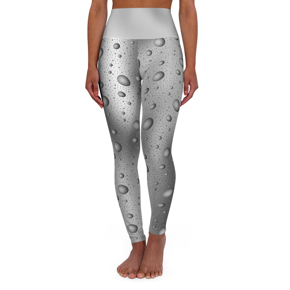 Yoga Leggings - Grey Gradient with Sphere Polka Dots Design, Women's Leggings, Comfortable Stretch Fabric, Fashionable Design