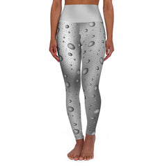 Yoga Leggings - Grey Gradient with Sphere Polka Dots Design, Women's Leggings, Comfortable Stretch Fabric, Fashionable Design