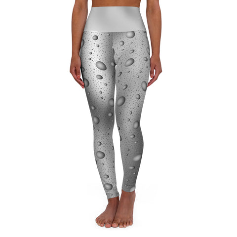 Yoga Leggings - Grey Gradient with Sphere Polka Dots Design, Women's Leggings, Comfortable Stretch Fabric, Fashionable Design