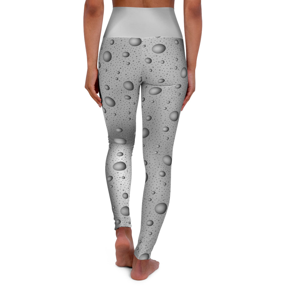 Yoga Leggings - Grey Gradient with Sphere Polka Dots Design, Women's Leggings, Comfortable Stretch Fabric, Fashionable Design