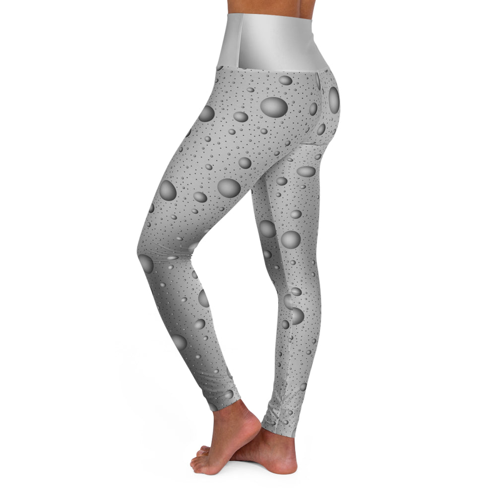 Yoga Leggings - Grey Gradient with Sphere Polka Dots Design, Women's Leggings, Comfortable Stretch Fabric, Fashionable Design