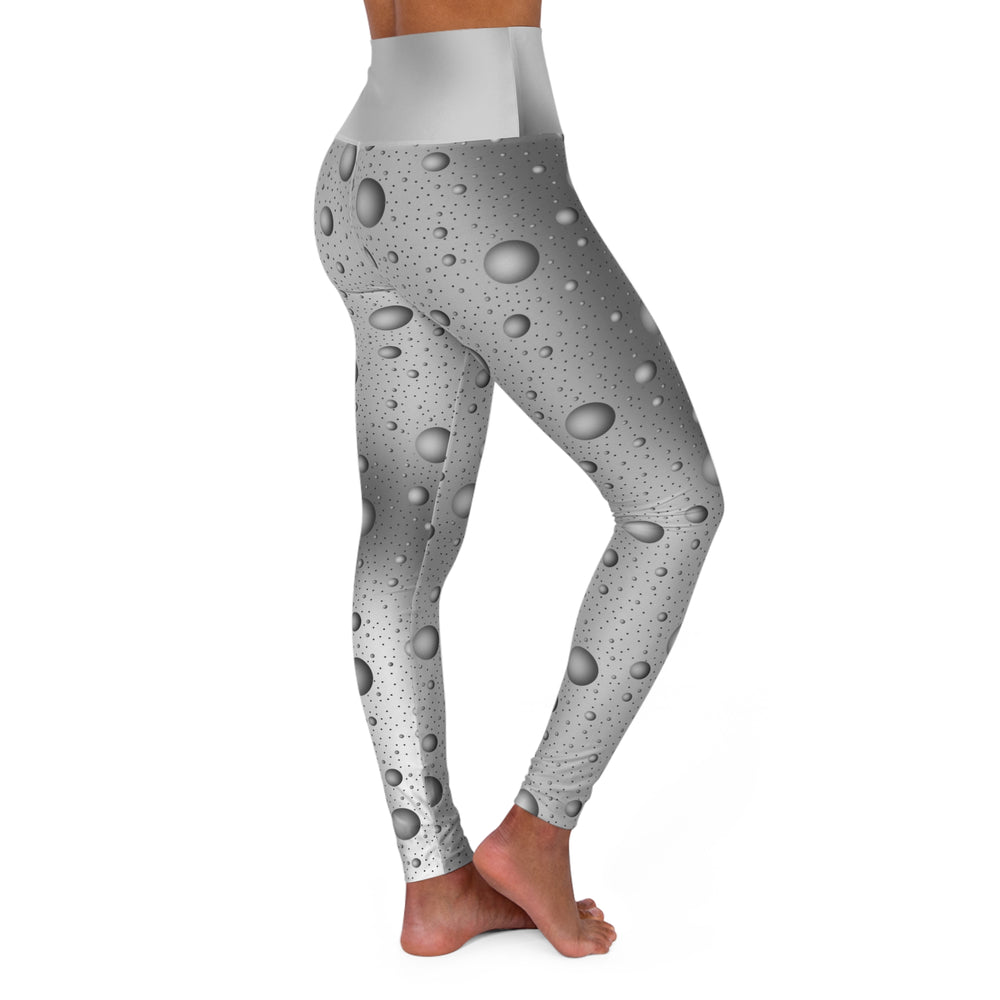 Yoga Leggings - Grey Gradient with Sphere Polka Dots Design, Women's Leggings, Comfortable Stretch Fabric, Fashionable Design