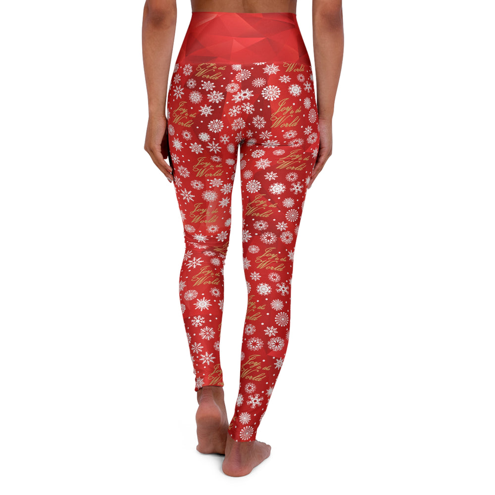 Yoga Leggings, Joy to the World Snowflake Design, Holiday Spirit, Christmas Leggings, Fitness Pants, Workout Apparel