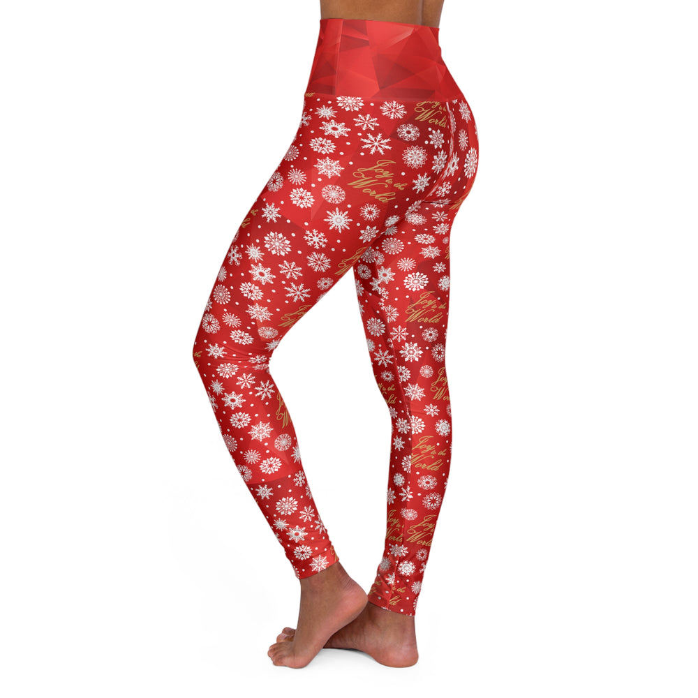 Yoga Leggings, Joy to the World Snowflake Design, Holiday Spirit, Christmas Leggings, Fitness Pants, Workout Apparel