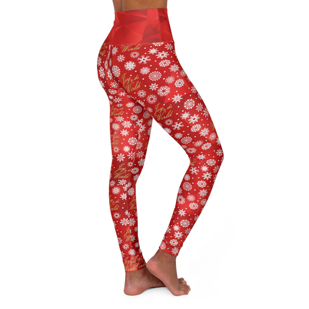 Yoga Leggings, Joy to the World Snowflake Design, Holiday Spirit, Christmas Leggings, Fitness Pants, Workout Apparel