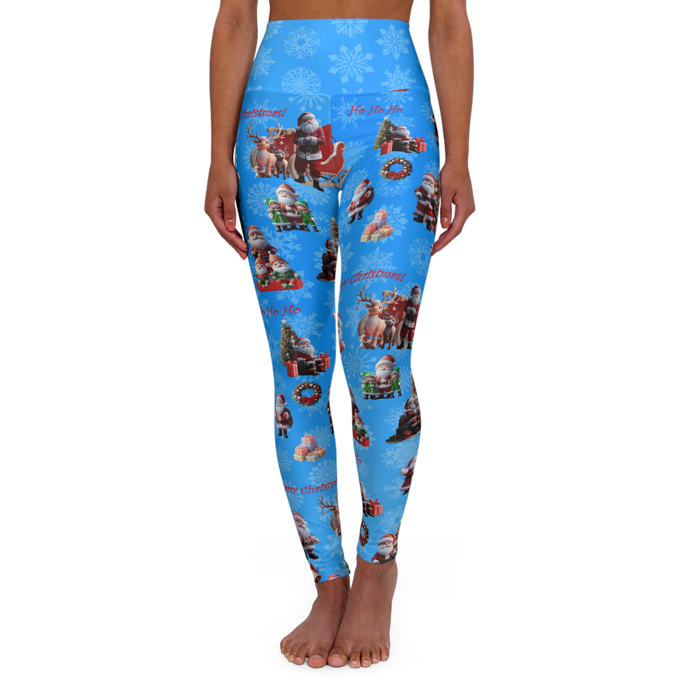 Yoga Leggings, Santa Claus Print, Christmas Workout Pants, Festive Athletic Wear, Holiday Fitness Apparel