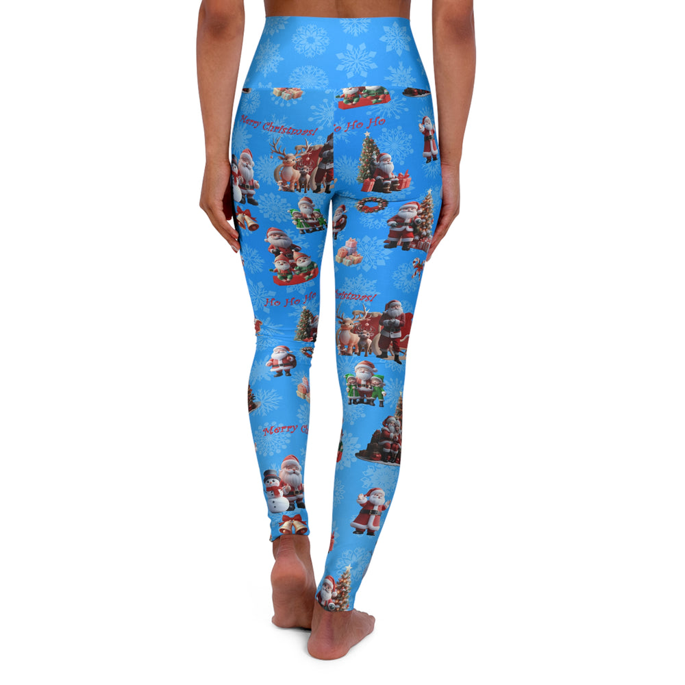 Yoga Leggings, Santa Claus Print, Christmas Workout Pants, Festive Athletic Wear, Holiday Fitness Apparel