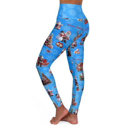Yoga Leggings, Santa Claus Print, Christmas Workout Pants, Festive Athletic Wear, Holiday Fitness Apparel - Printspirationz
