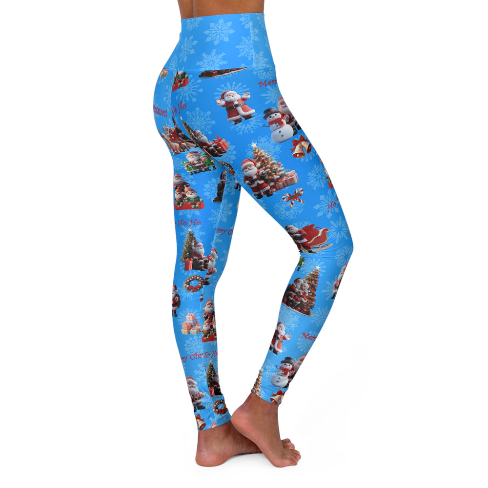 Yoga Leggings, Santa Claus Print, Christmas Workout Pants, Festive Athletic Wear, Holiday Fitness Apparel