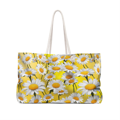 Daisies Weekender Tote Bag, Weekender Bag with Custom Print Design, Personalized Travel Duffel, Print on Demand Bag, Weekend Bag Design - Printspirationz