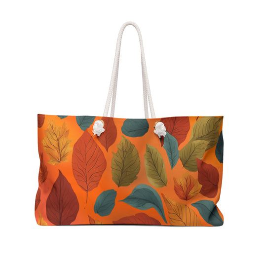 Fall Colored Leaves Weekender Bag, Custom Print on Demand Weekender Bag, Personalized Travel Duffel, Custom Print Bag, Weekend Unique bag. - Printspirationz