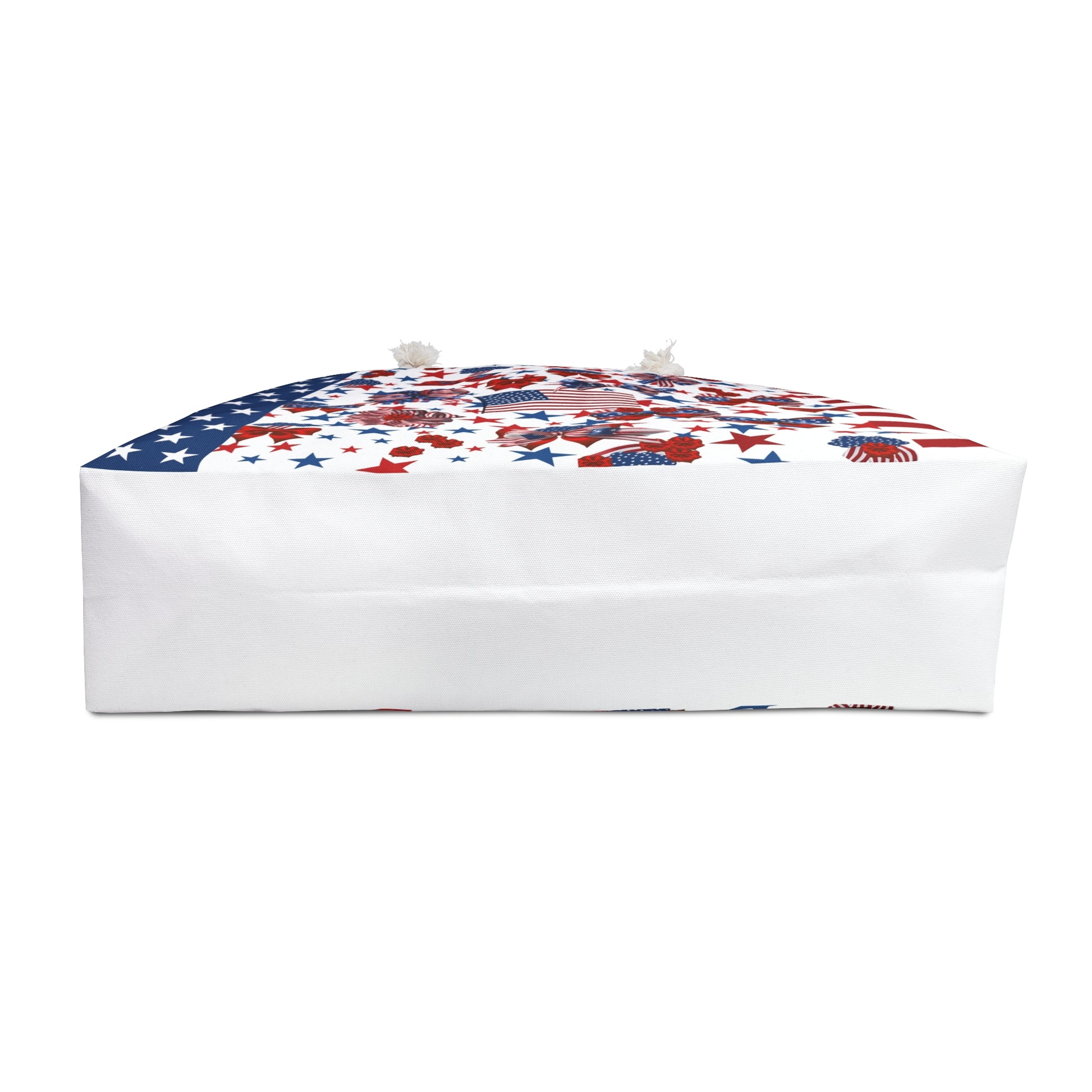 Patriotic Tote Roomy Oversized Bag with Star and Stripes Floral, Bow Patterns in Classic Red, White, and Blue Colors, USA Weekend Bag Design - Printspirationz