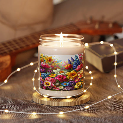 Aromatherapy Soy Candle, Floral Garden Design, Hand-Poured Scented Candle, Home Decor, Gift Idea, Natural Wax Candle - Printspirationz