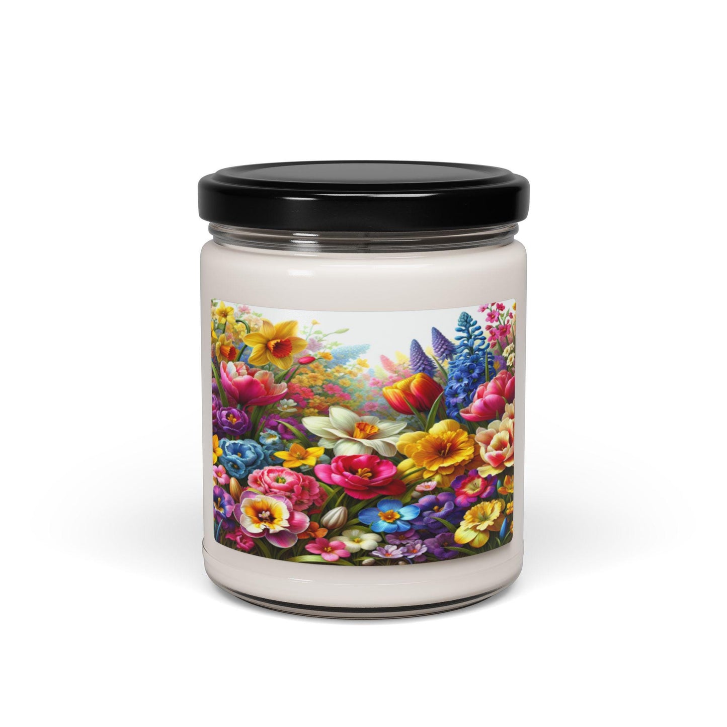 Aromatherapy Soy Candle, Floral Garden Design, Hand-Poured Scented Candle, Home Decor, Gift Idea, Natural Wax Candle - Printspirationz
