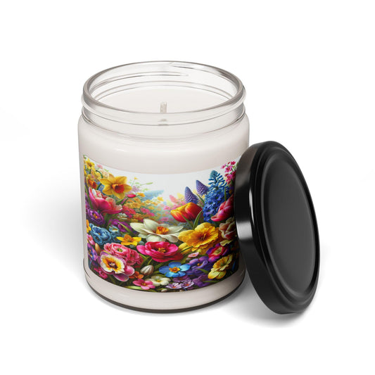 Aromatherapy Soy Candle, Floral Garden Design, Hand-Poured Scented Candle, Home Decor, Gift Idea, Natural Wax Candle - Printspirationz