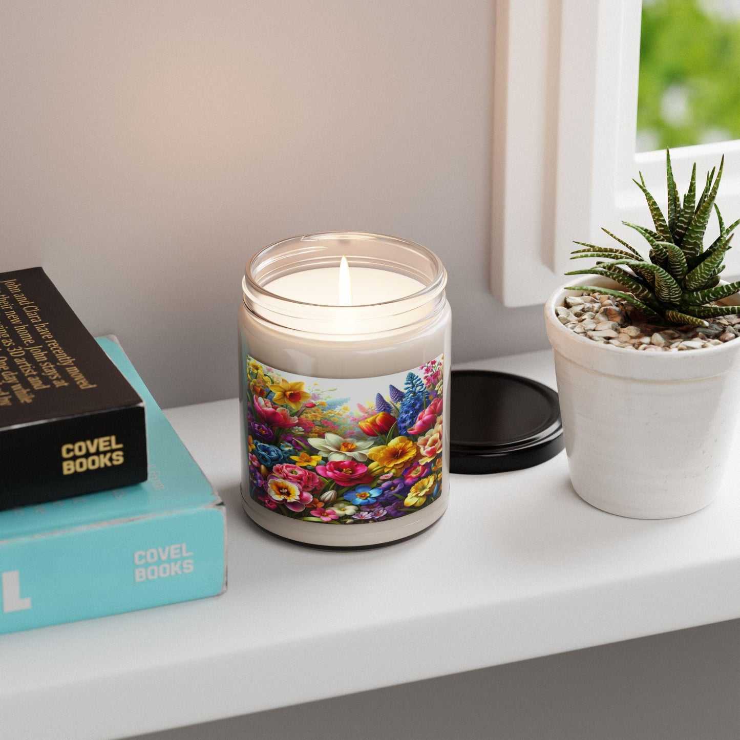 Aromatherapy Soy Candle, Floral Garden Design, Hand-Poured Scented Candle, Home Decor, Gift Idea, Natural Wax Candle - Printspirationz