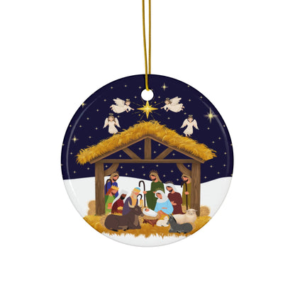 Ceramic Ornament, Christmas Nativity Scene Decoration, Holiday Tree Ornament, Religious Christmas Decor, Xmas Gift, Religious Ornament - Printspirationz
