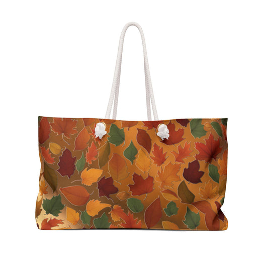 Fall Colored Leaves Weekender Bag, Custom Print on Demand Weekender Bag, Personalized Travel Duffel, Custom Print Bag, Weekend Unique bag. - Printspirationz