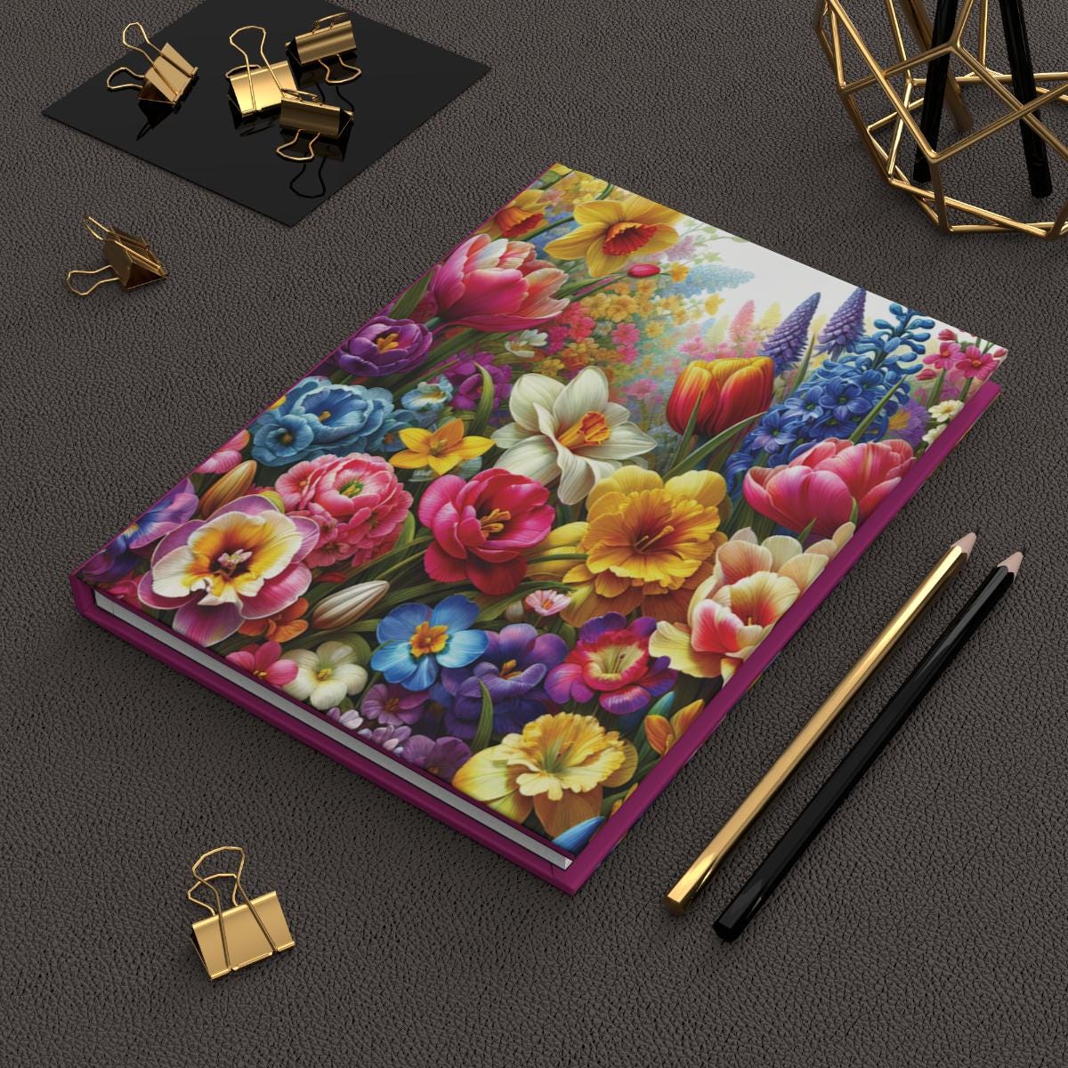 Flower Hardcover Journal Matte, Journal Print On Demand, Personalized Notebook Cover, Customized Planner, Custom Bullet Journal Cover Design - Printspirationz