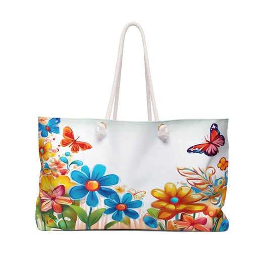 Weekender Bag, Floral Butterfly Print Duffle Bag, Travel Tote, Overnight Bag, Gym Bag, Spring Accessories, Mother's Day gift for Mom - Printspirationz