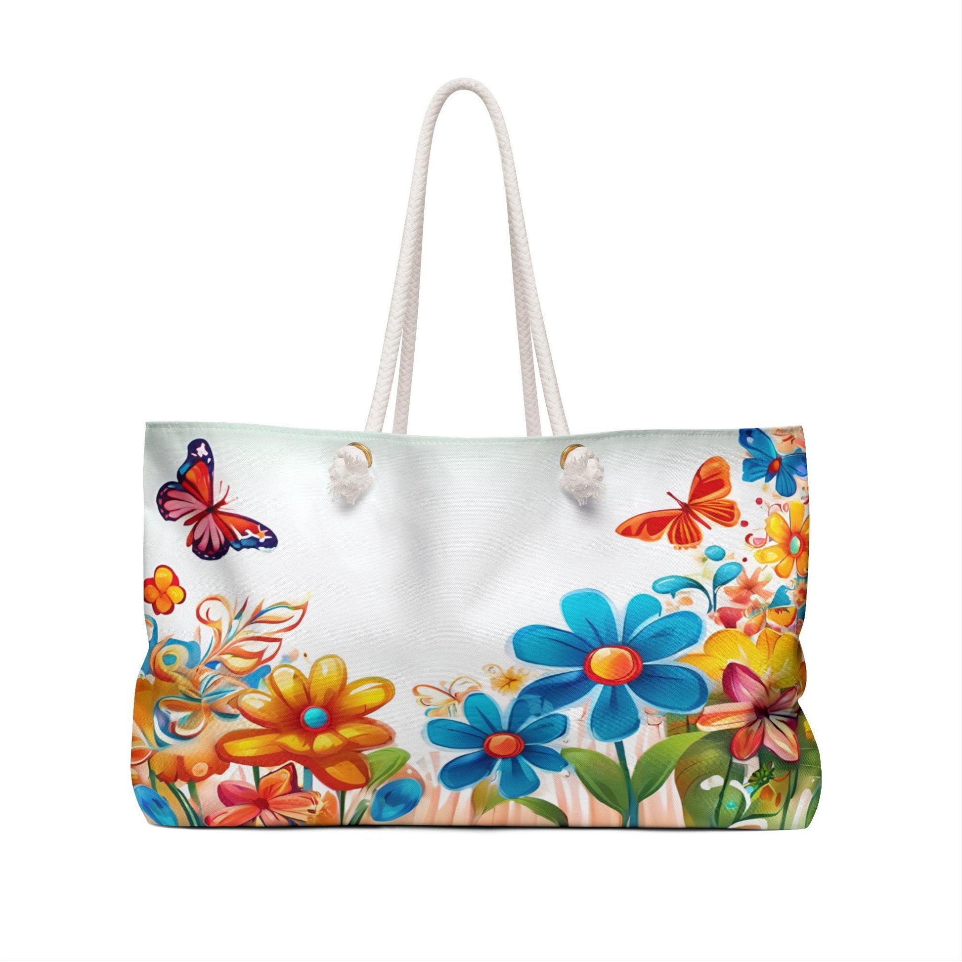 Weekender Bag, Floral Butterfly Print Duffle Bag, Travel Tote, Overnight Bag, Gym Bag, Spring Accessories, Mother's Day gift for Mom - Printspirationz