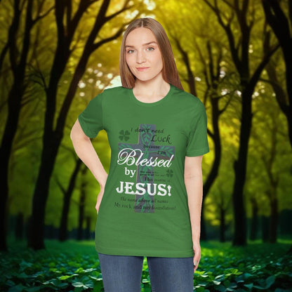 Christian St. Patrick Day Tee, Religious Green Shamrock T-Shirt For Women, Irish Catholic Gift, Celtic Cross Clothing, Short Sleeve Christian - Printspirationz
