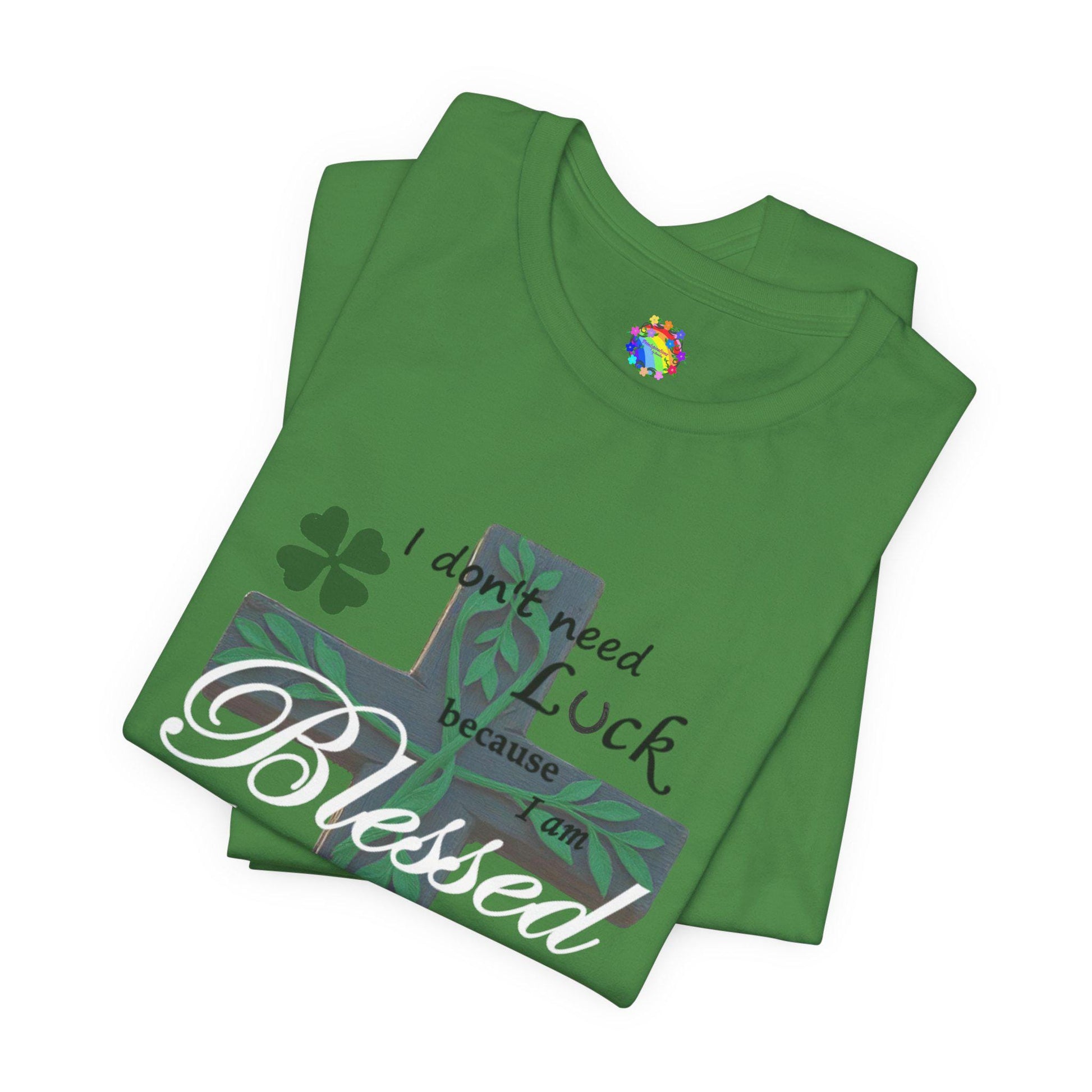 Christian St. Patrick Day Tee, Religious Green Shamrock T-Shirt For Women, Irish Catholic Gift, Celtic Cross Clothing, Short Sleeve Christian - Printspirationz