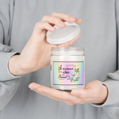 Aromatherapy Candles with Colorful Proverbs 31:30 Design - Vibrant Rainbow Label - Assorted Scents - Printspirationz